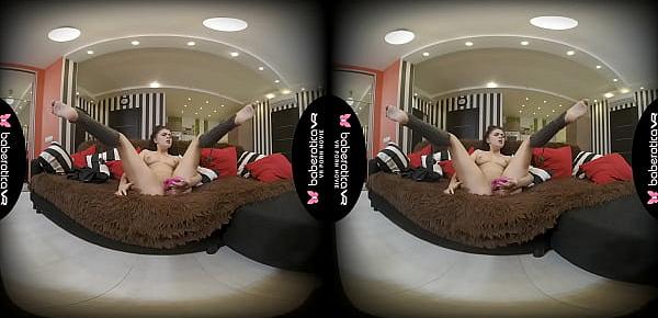  Solo girl, Bonnie is moaning while masturbating, in VR